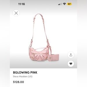 Steve Madden BGlowing Pink crossbody bag with mirror and credit card holder